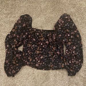 Abercrombie Squareneck Ruched Long Sleeve Shirt Size L